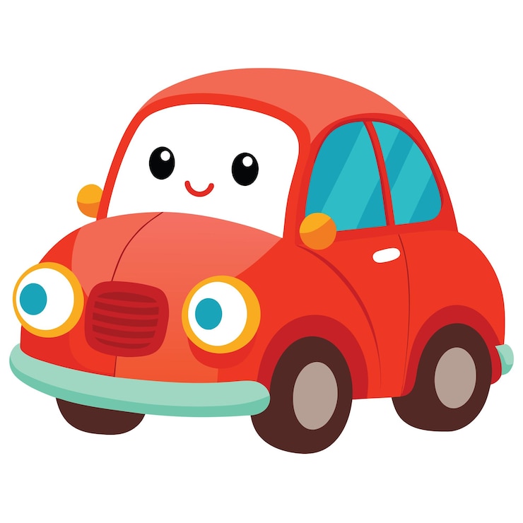 Vector cute cartoon car illustration isolated on white background