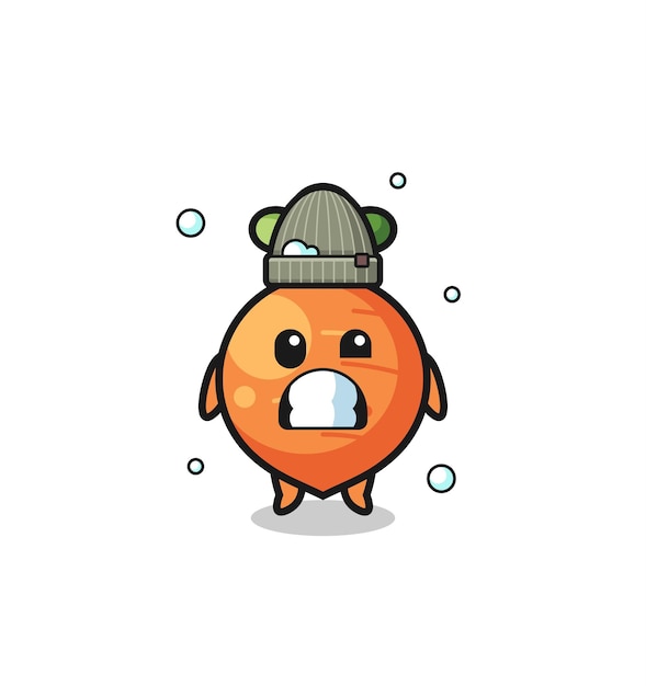 Cute cartoon carrot with shivering expression