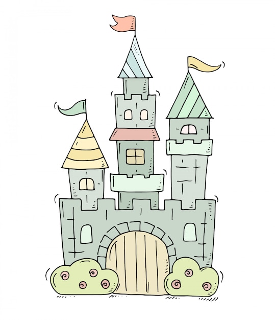 Vector cute cartoon castle for prince and princess