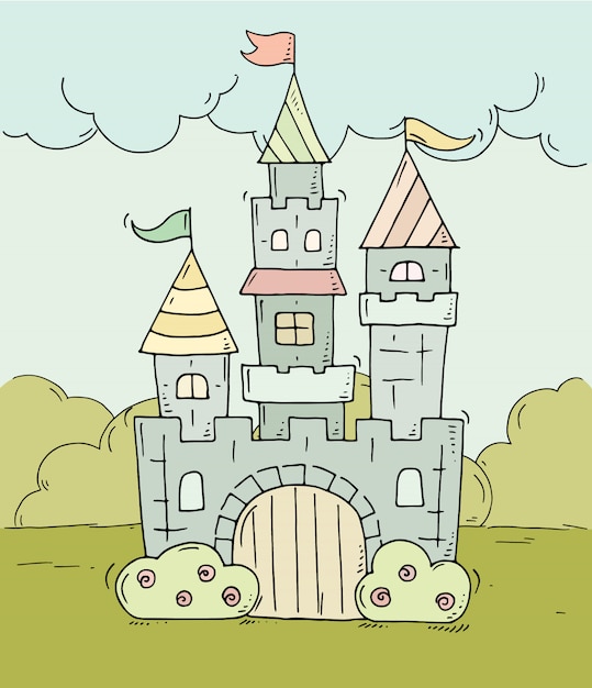 Cute cartoon castle for prince and princess