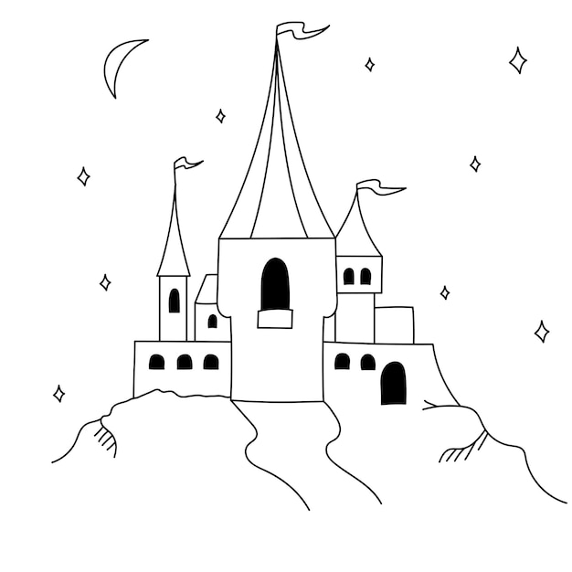 Vector cute cartoon castle vector illustration all in a single layer