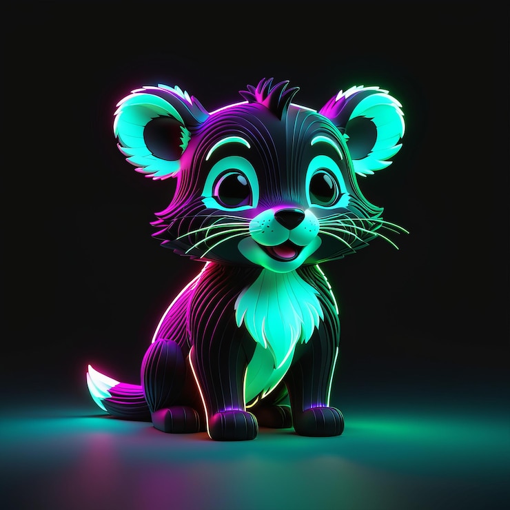 Vector 귀여운 만화 고양이 3d 렌더링