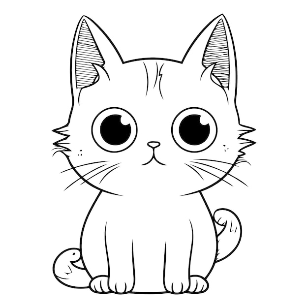 Vector cute cartoon cat coloring book for children