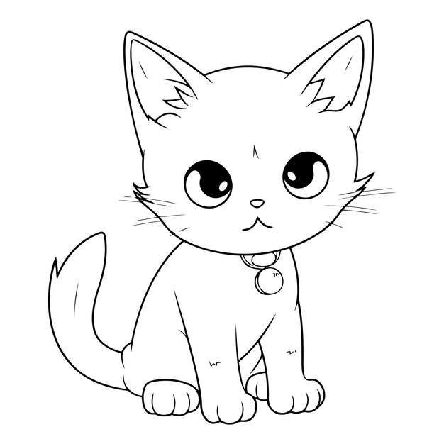 Vector cute cartoon cat coloring book for children