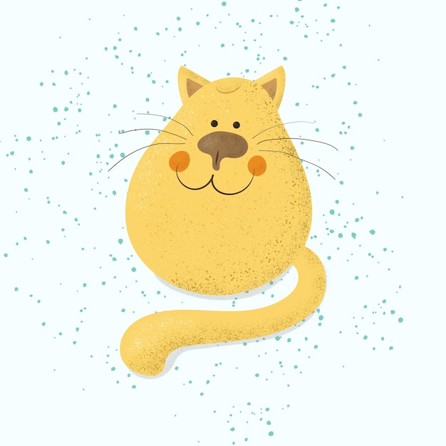 Cute cartoon cat. funny hand drawing cat on pastel background. cartoon style.