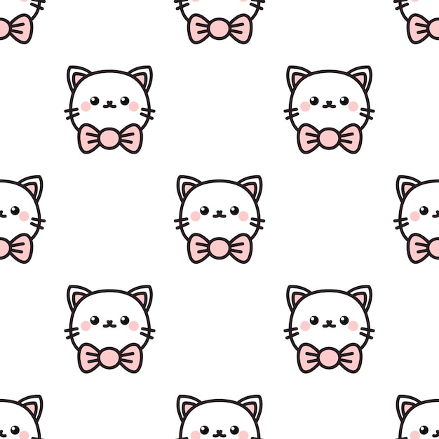 Cute cartoon cat icon pattern