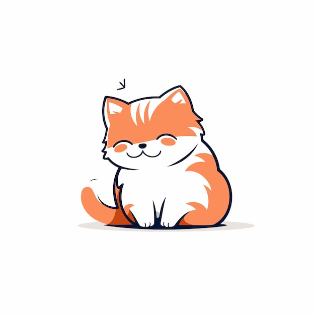 색 배경에 고립된 귀여운 만화 고양이 터 일러스트레이션 트렌디 플래트 스타일