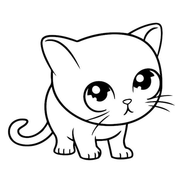 Cute cartoon cat isolated on a white background