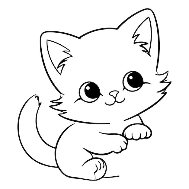 Cute cartoon cat playing with a ball of yarn