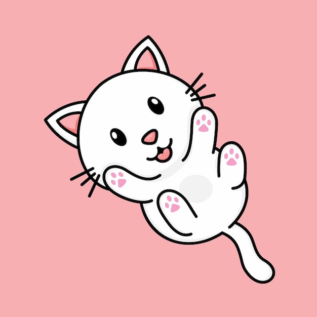 Vector cute cartoon cat playing