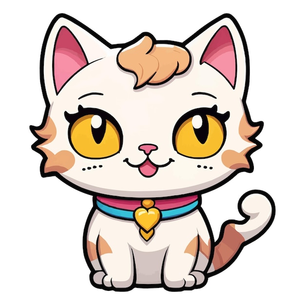 Cute cartoon cat sticker illustration