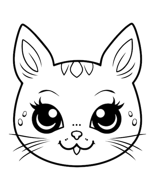 Vector cute cartoon cat vector illustration cat coloring page for kids cat mascot design cat logo