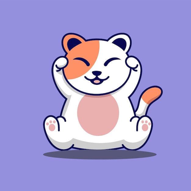 Cute cartoon cat Vector illustration Cute animal character