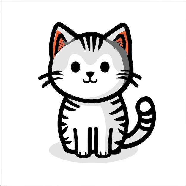 Cute cartoon cat Vector illustration Cute kawaii cat