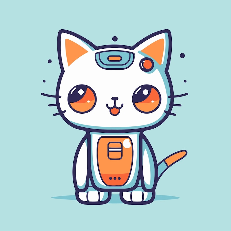 Vector cute cartoon cat vector illustration in doodle style