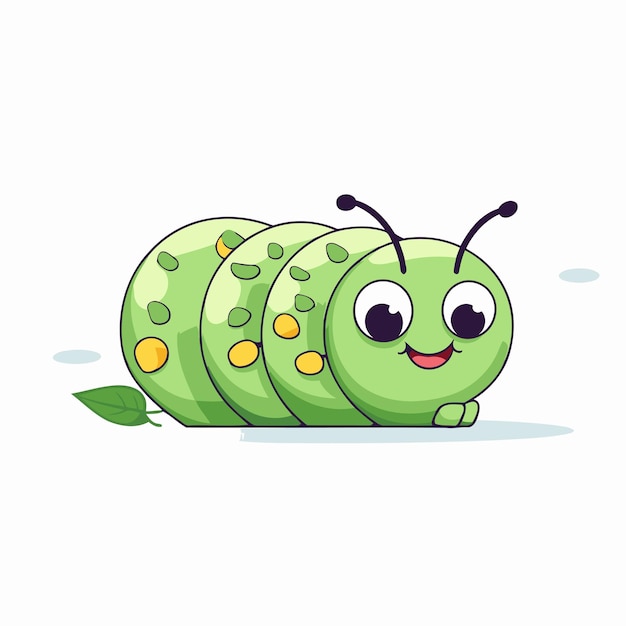 Vector cute cartoon caterpillar vector illustration isolated on white background