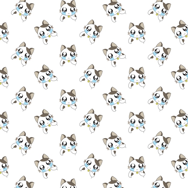 Vector cute cartoon cats pattern.