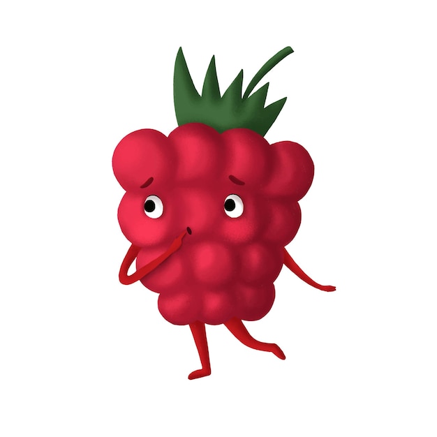 Симпатичный мультяшный персонаж ягодной малины удивлен