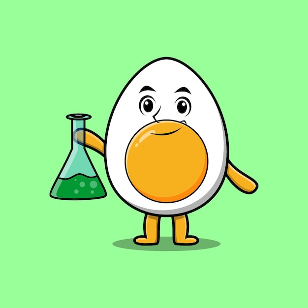 Vector cute cartoon character boiled egg as scientist