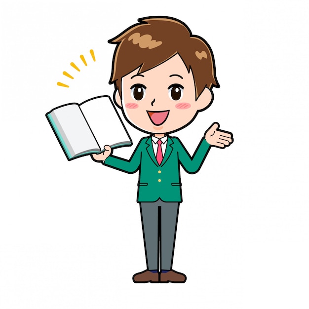 Cute cartoon character boy, book Presentation