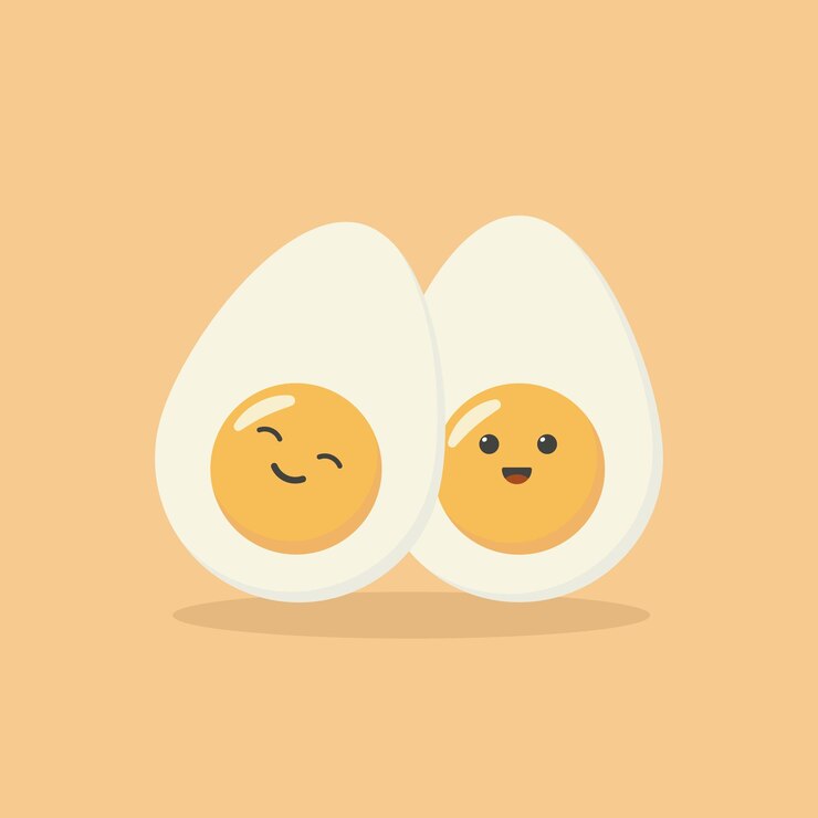 वेक्टर cute cartoon character design of boiled egg vector illustration isolated on yellow background