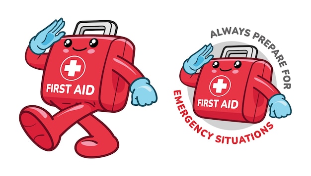 Vector cute cartoon character of first aid box