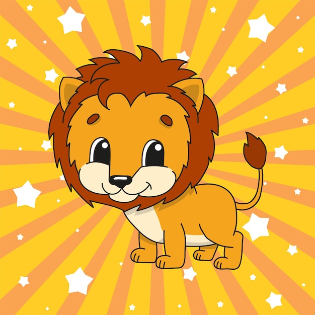 Cute cartoon character lion