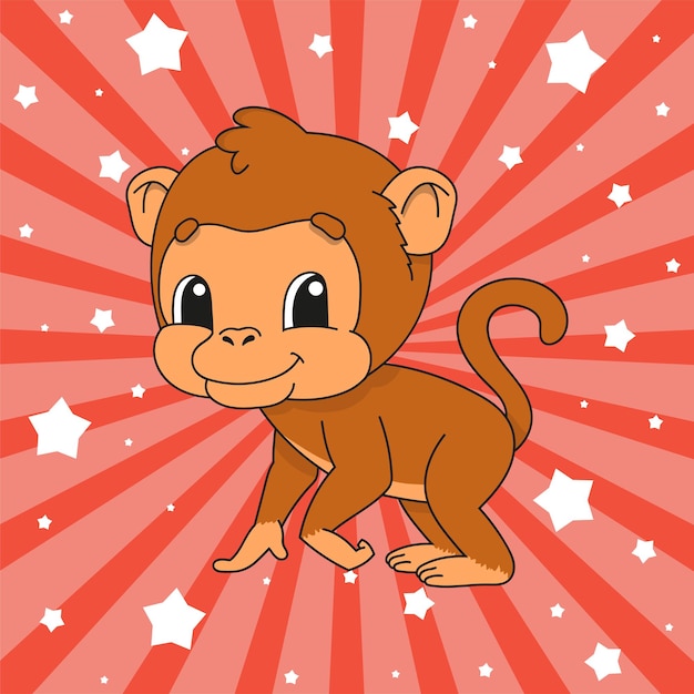 Cute cartoon character monkey