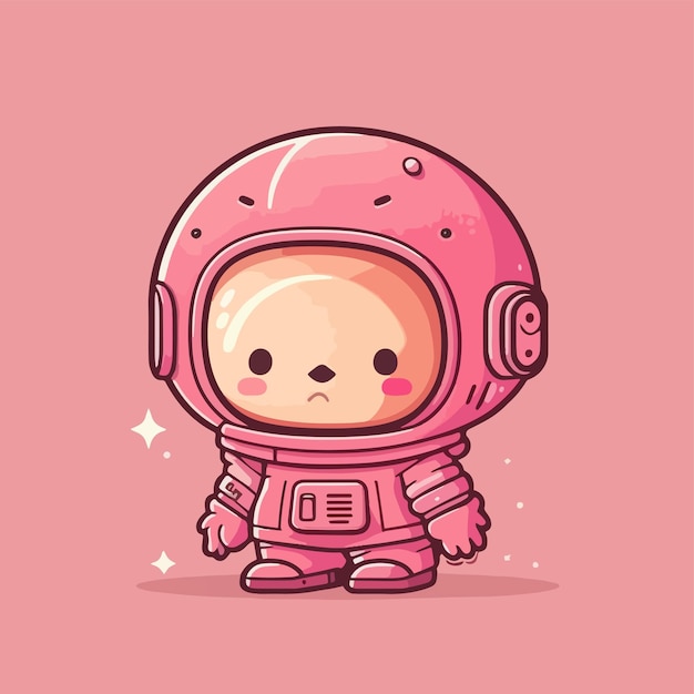 Cute cartoon character in a pink space suit.