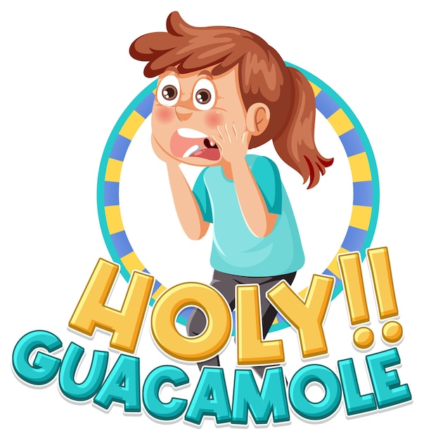 Cute cartoon character shouting holy guacamole icon