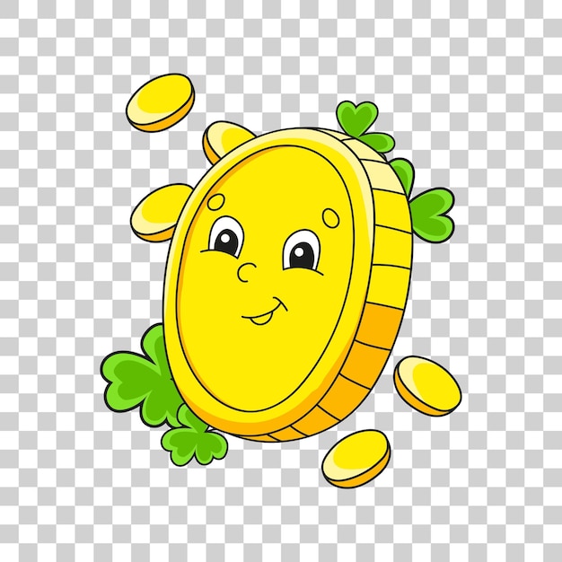 Cute cartoon character sticker St Patrick's day Isolated on transparent background Design element Vector illustration