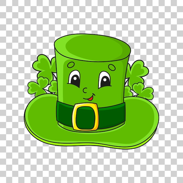 Cute cartoon character sticker St Patrick's day Isolated on transparent background Design element