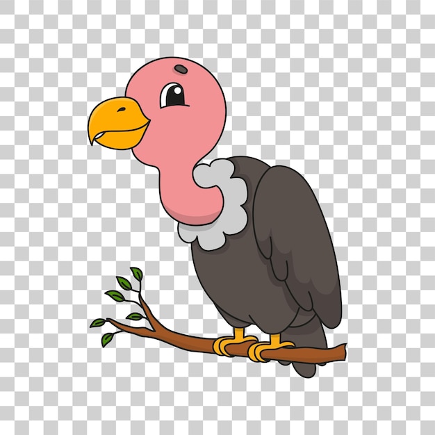 Cute cartoon character sticker vulture. Animal theme.