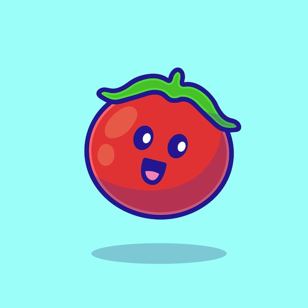 cute cartoon character tomato fruit illustration vector