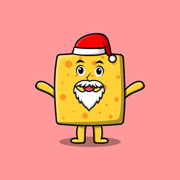 Vector cute cartoon cheese santa clause christmas