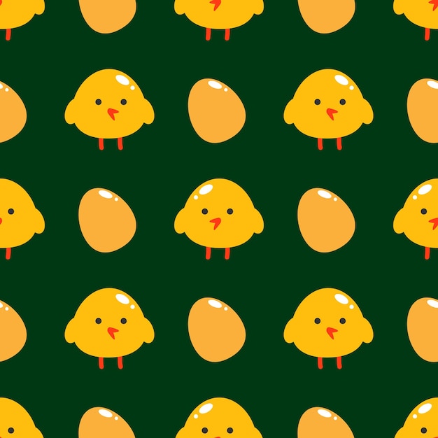 Cute Cartoon chicken and eggs Seamless Pattern Background vector Illustration