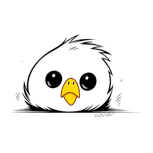 Вектор Милый курица из мультфильма, изолированный на белом фоне