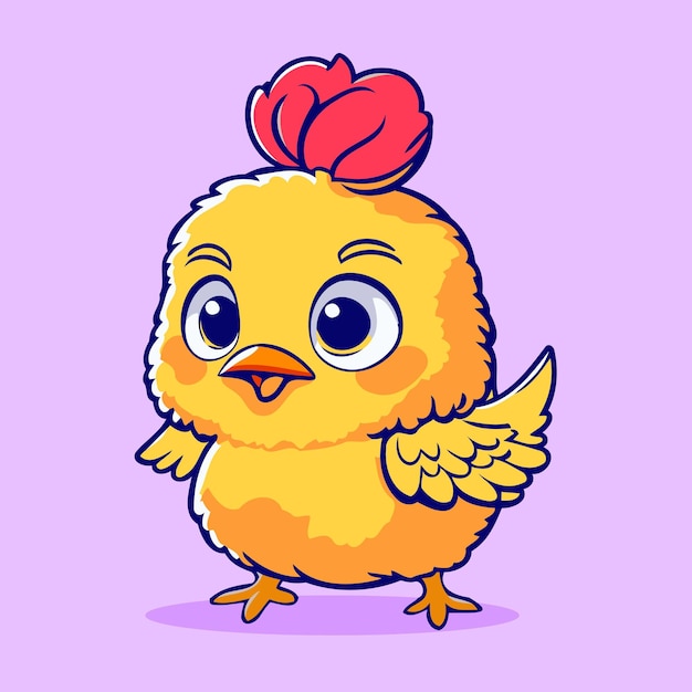 Vector cute cartoon chicken kawaii style vector character