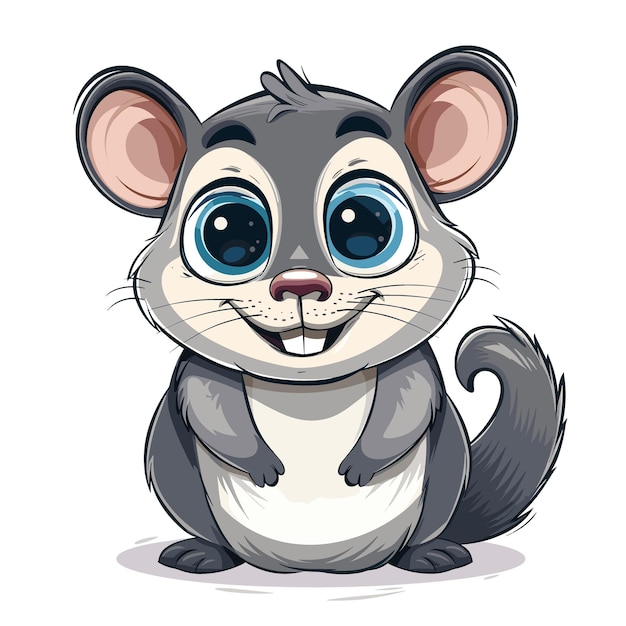 Vector cute cartoon chinchilla vector illustration isolated on white background