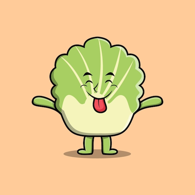 Cute cartoon chinese cabbage on flashy expression