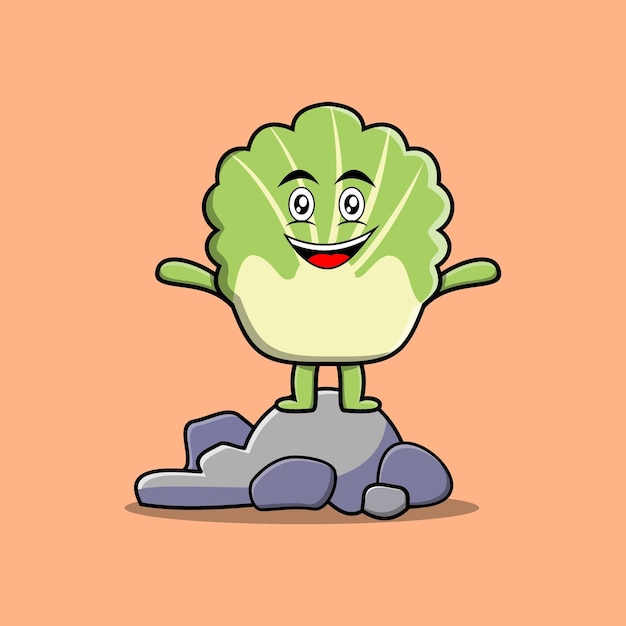 Cute cartoon chinese cabbage standing in stone