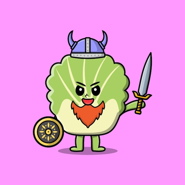 Vector cute cartoon chinese cabbage viking pirate