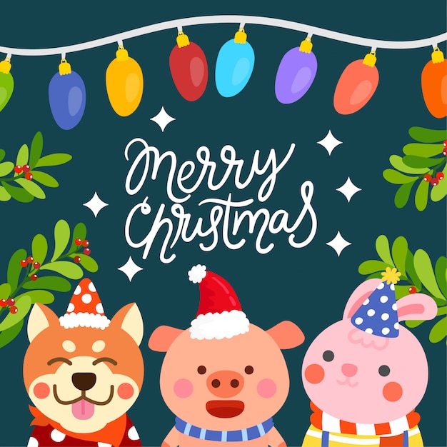 Cute Cartoon Christmas Concept.