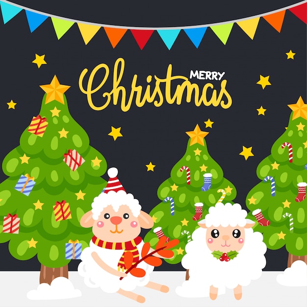 Vector cute cartoon christmas concept.