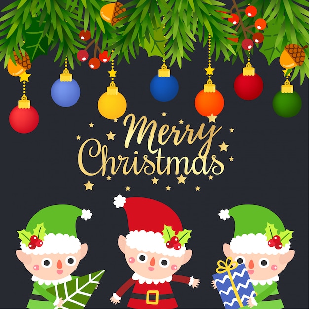 Vector cute cartoon christmas concept.