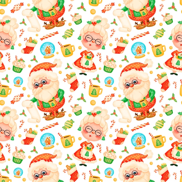 Cute cartoon christmas seamless pattern