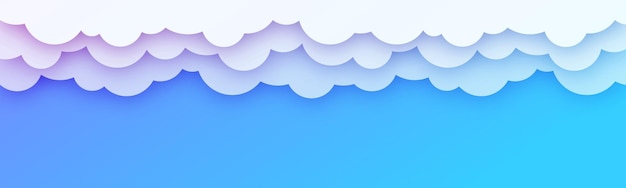 Vector cute cartoon clouds and sky background blue sky white clouds simple cartoon sky and clouds vector