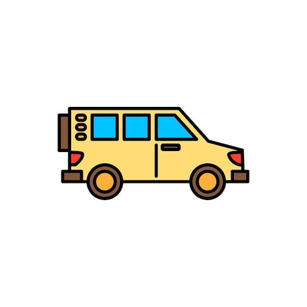 cute cartoon color outlined transportation vehicle illustration