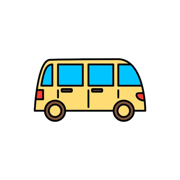 cute cartoon color outlined transportation vehicle illustration