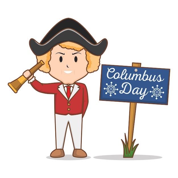 cute cartoon columbus vector expressing enthusiasm